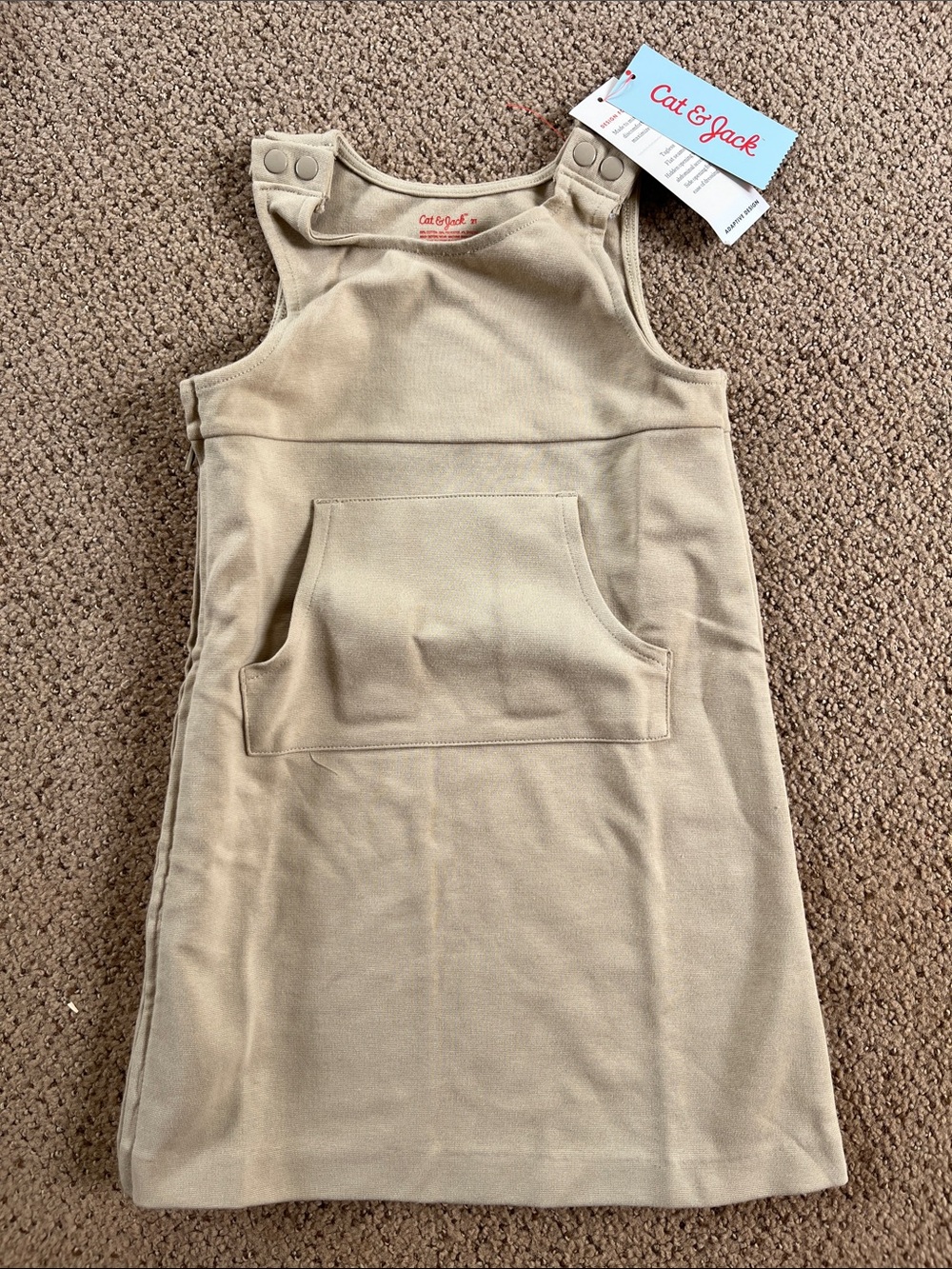 Cat & Jack Tan Pinafore Dress with Front Pocket